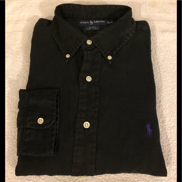 ralph lauren black linen shirt